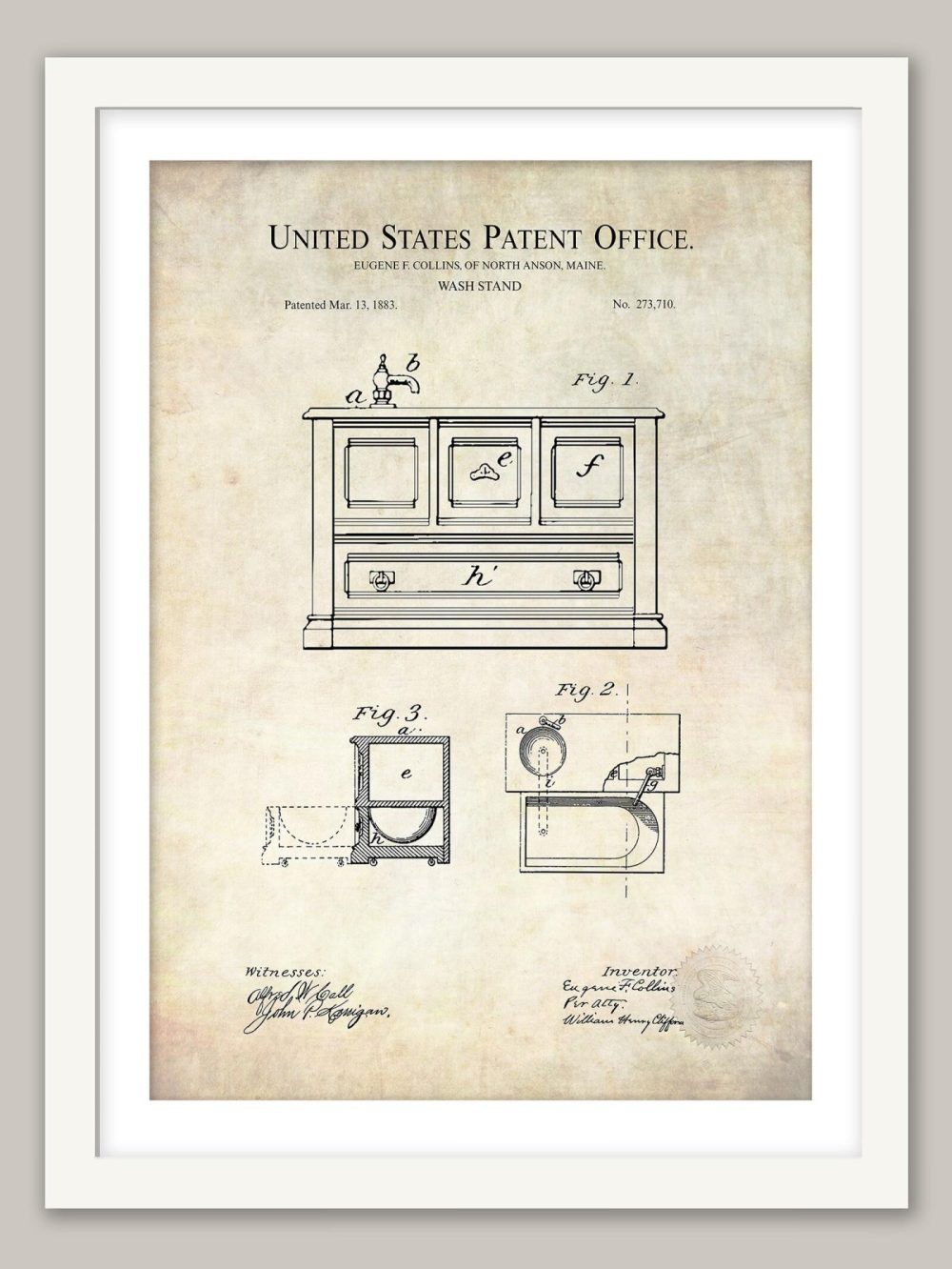 Bathroom / Laundry | Wash Stand | 1883 Bathroom Patent Bathroom / Laundry Antique