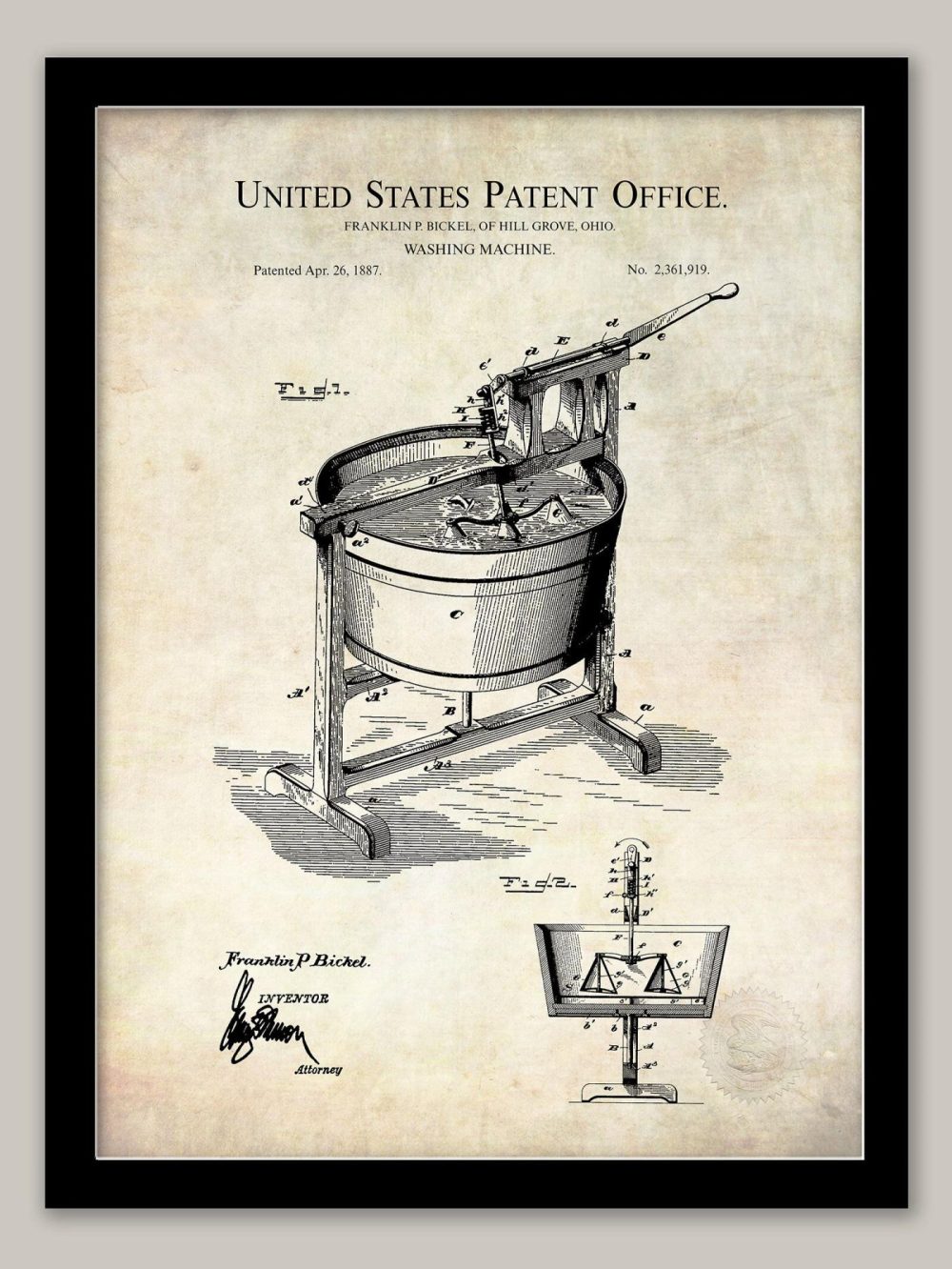 Bathroom / Laundry | Washing Machine Design | 1887 Patent Bathroom / Laundry Antique