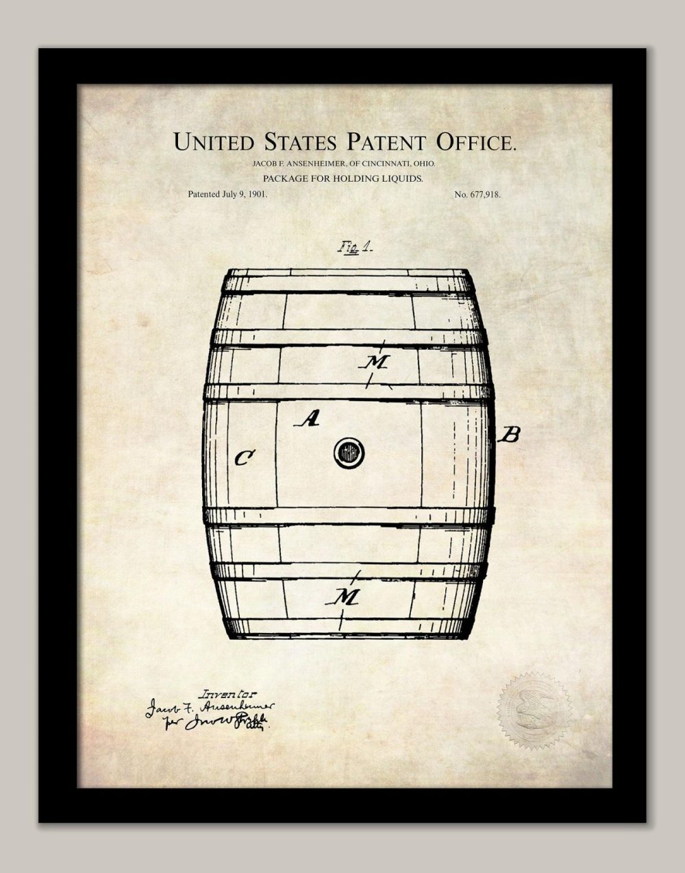 Beer / Whiskey / Wine | Antique Beer Barrel | 1901 Patent Beer / Whiskey / Wine Antique