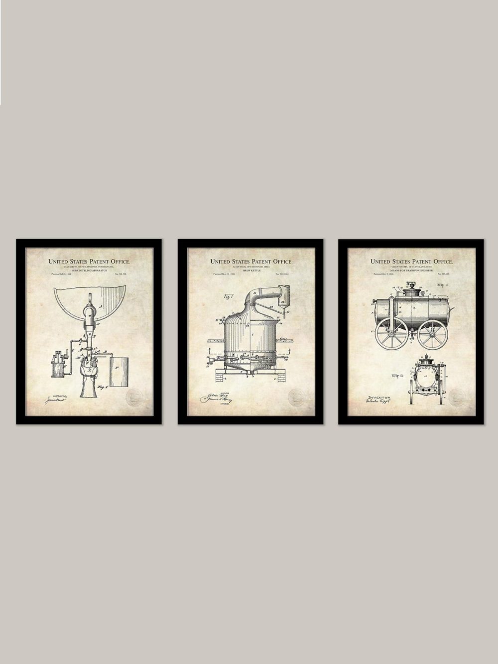 Beer / Whiskey / Wine | Antique Beer Brewing Patent Prints Beer / Whiskey / Wine Antique