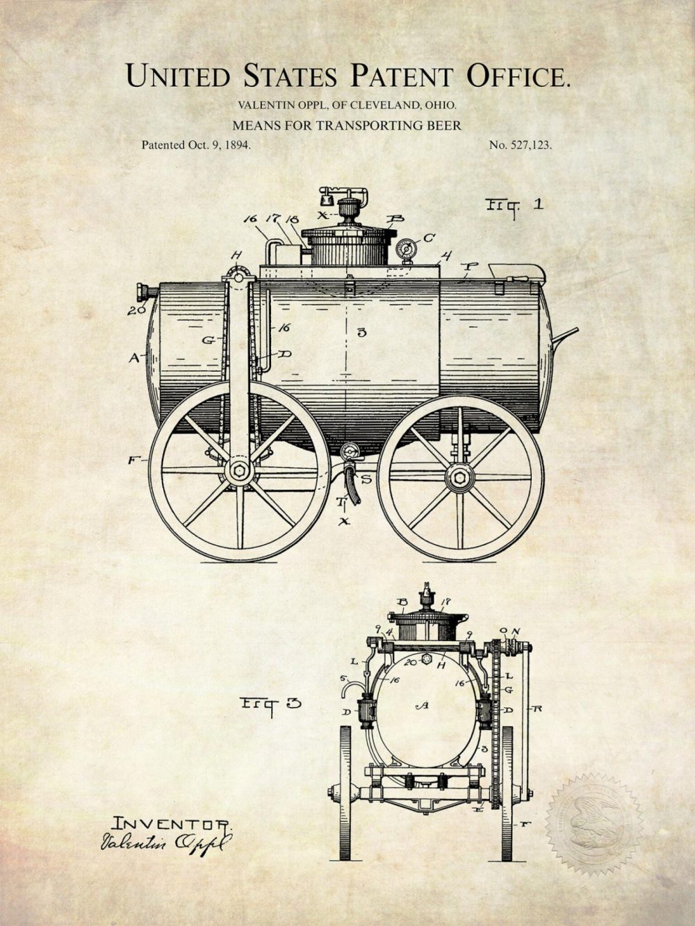 Beer / Whiskey / Wine | Antique Beer Brewing Patent Prints Beer / Whiskey / Wine Antique