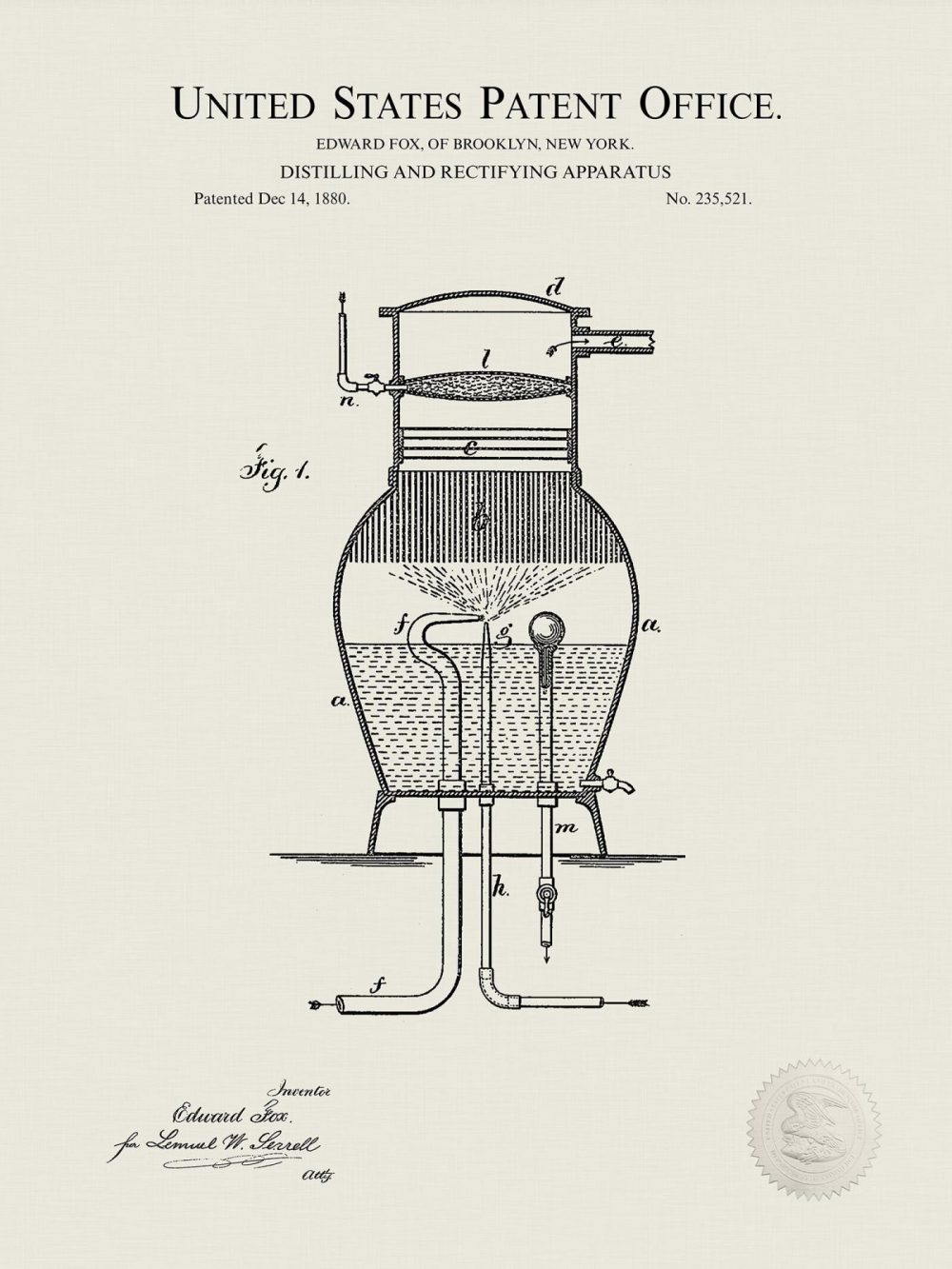 Beer / Whiskey / Wine | Antique Whiskey Still | 1880 Patent Beer / Whiskey / Wine Antique