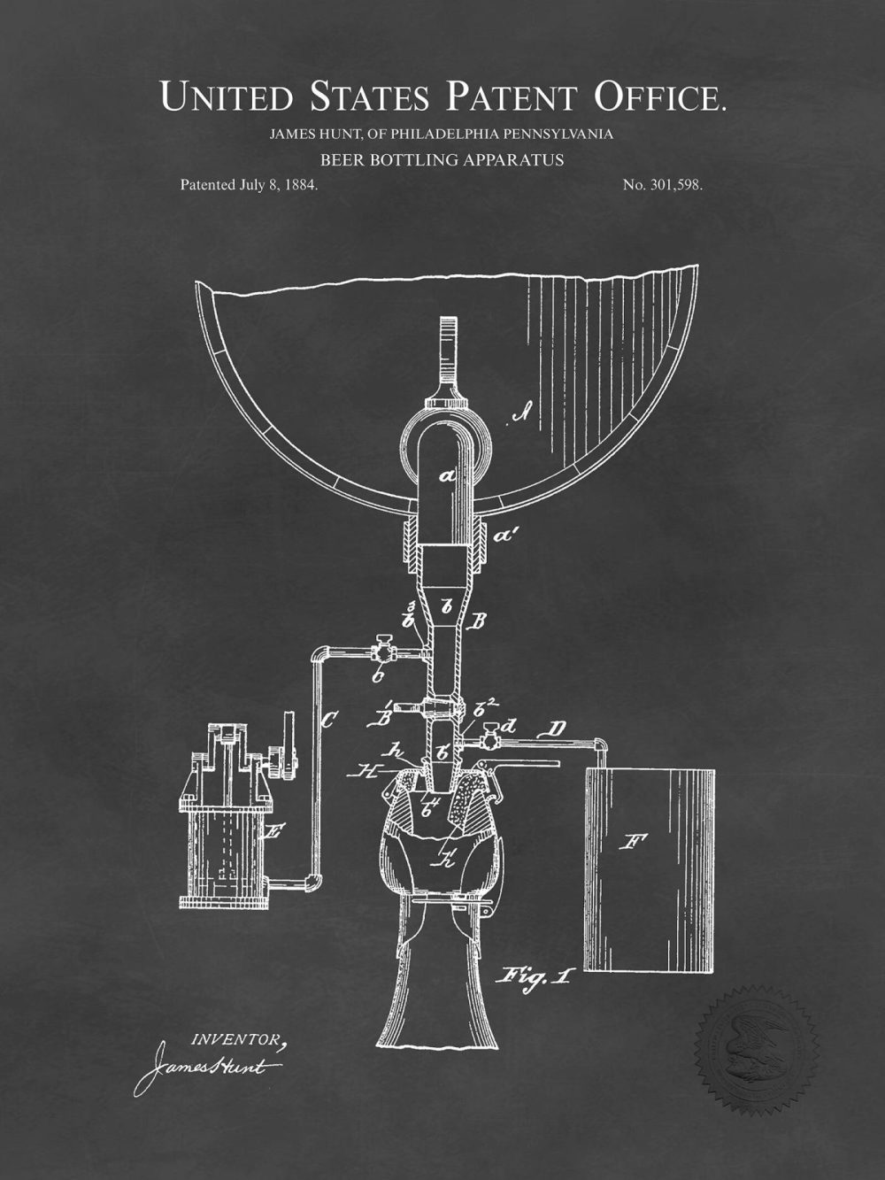 Beer / Whiskey / Wine | Beer Bottling Apparatus | 1933 Patent Beer / Whiskey / Wine Antique