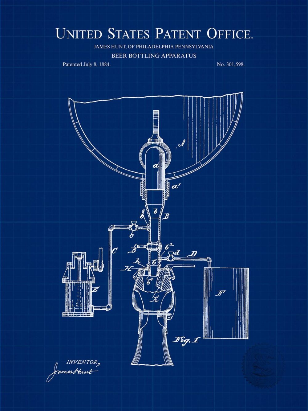 Beer / Whiskey / Wine | Beer Bottling Apparatus | 1933 Patent Beer / Whiskey / Wine Antique