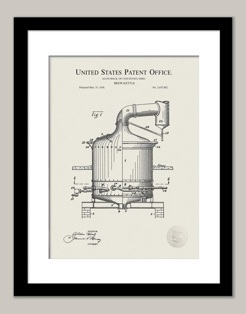 Beer / Whiskey / Wine | Beer Brew Kettle | 1936 Patent Beer / Whiskey / Wine Antique