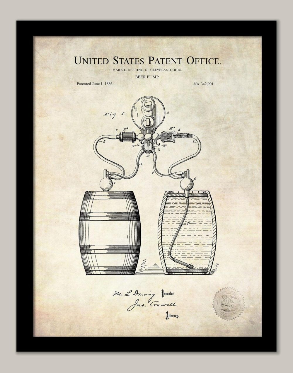 Beer / Whiskey / Wine | Beer Pump | 1886 Patent Beer / Whiskey / Wine Antique