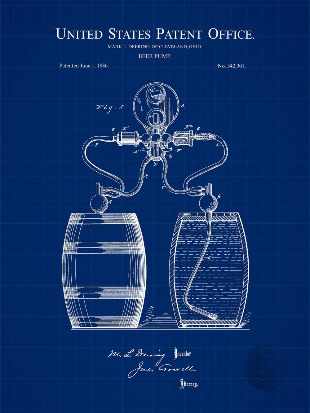 Beer / Whiskey / Wine | Beer Pump | 1886 Patent Beer / Whiskey / Wine Antique