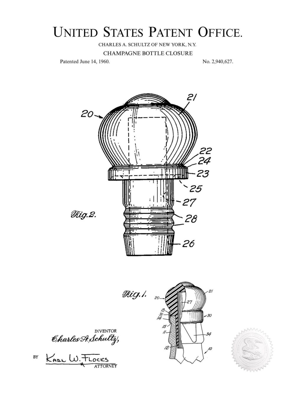 Beer / Whiskey / Wine | Champagne Cork | 1960 Patent Beer / Whiskey / Wine Antique