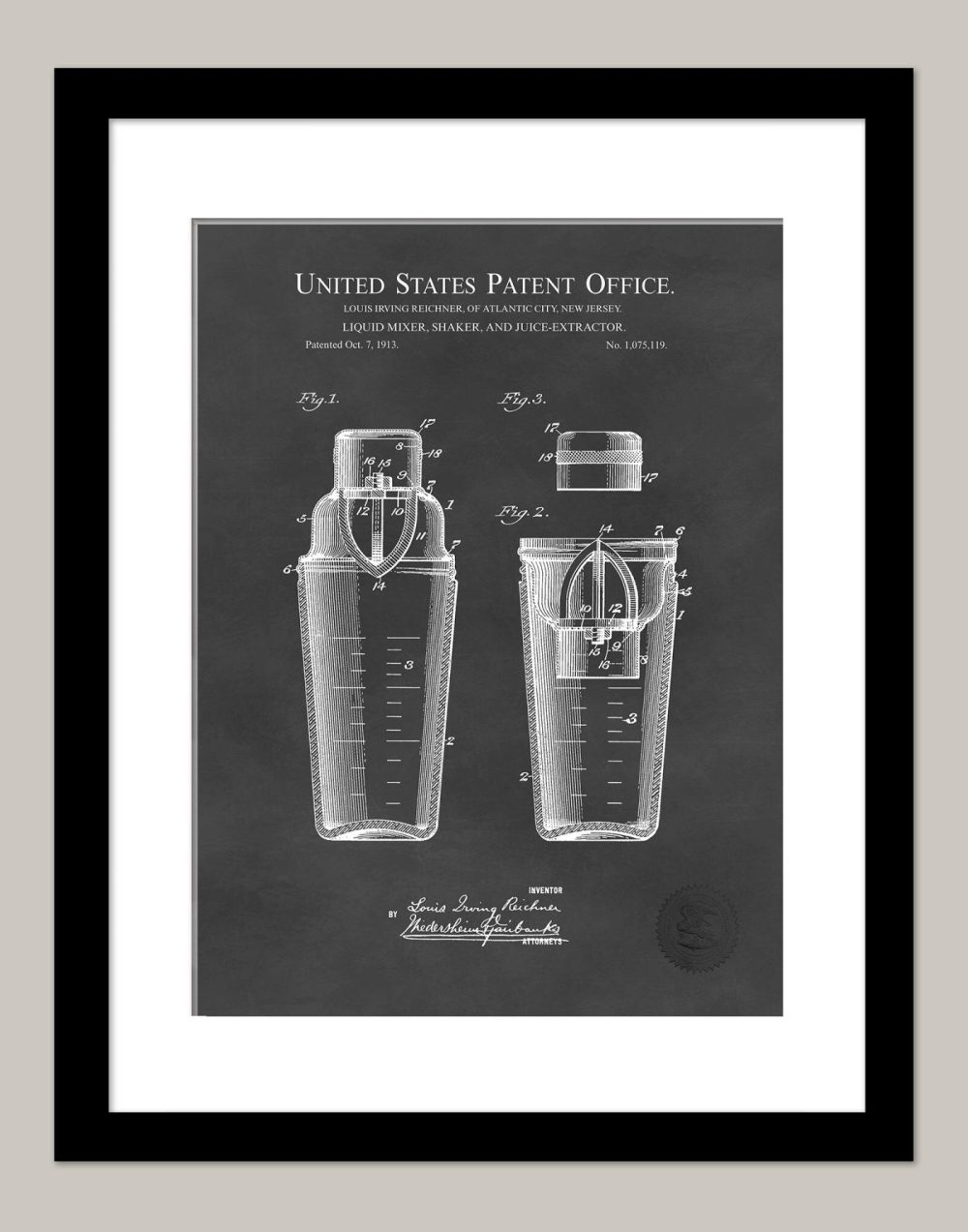 Beer / Whiskey / Wine | Cocktail Shaker | 1913 Patent Beer / Whiskey / Wine Antique