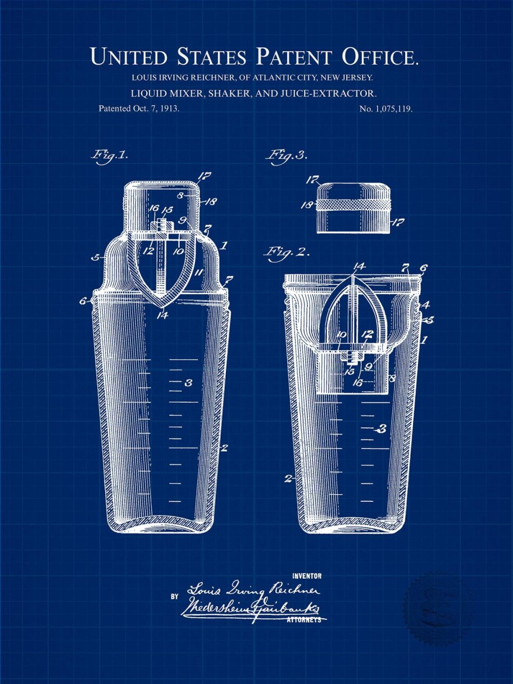 Beer / Whiskey / Wine | Cocktail Shaker | 1913 Patent Beer / Whiskey / Wine Antique