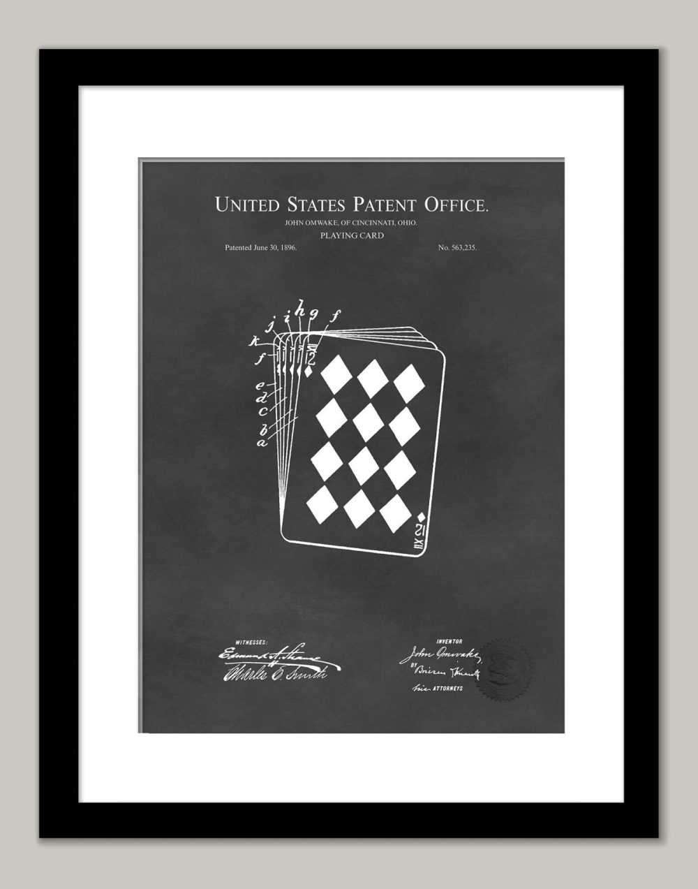 Beer / Whiskey / Wine | Playing Card Design | 1896 Patent Beer / Whiskey / Wine Antique