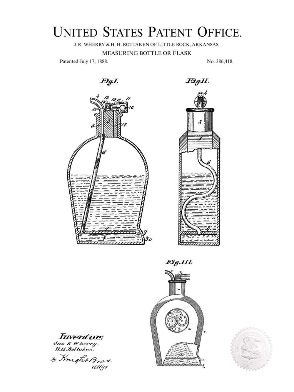 Beer / Whiskey / Wine | Pocket Flask | 1888 Patent Beer / Whiskey / Wine Antique