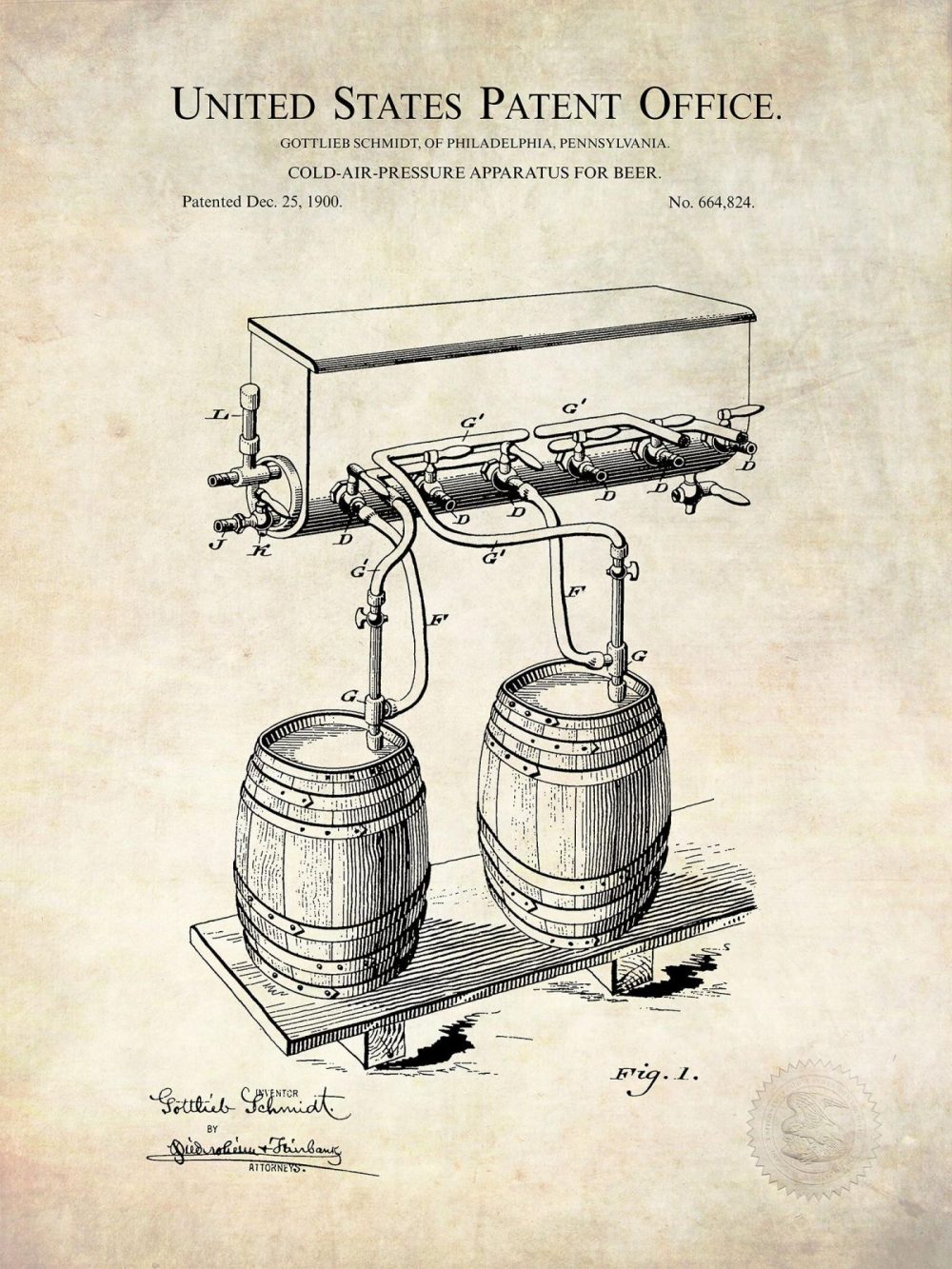 Beer / Whiskey / Wine | Vintage Beer Brewing Patent Collection Beer / Whiskey / Wine Antique