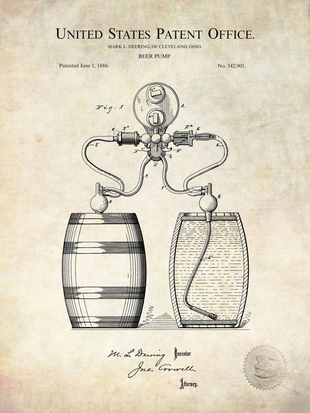 Beer / Whiskey / Wine | Vintage Beer Brewing Patent Collection Beer / Whiskey / Wine Antique