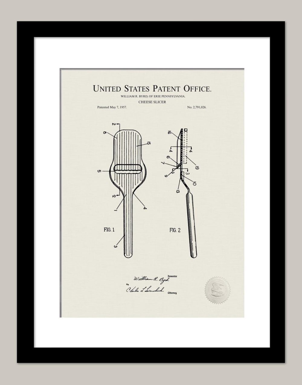 Beer / Whiskey / Wine | Vintage Cheese Slicer | 1957 Patent Print Beer / Whiskey / Wine Antique