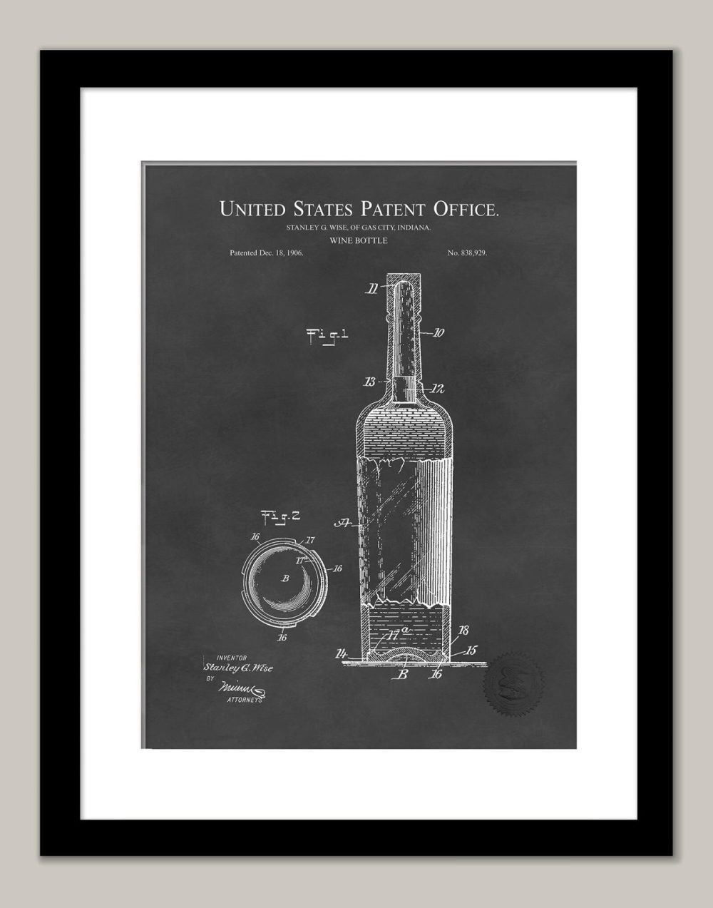 Beer / Whiskey / Wine | Wine Bottle Design | 1906 Patent Beer / Whiskey / Wine Antique