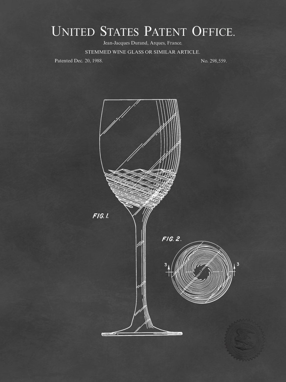 Beer / Whiskey / Wine | Wine Glass Design | 1998 Patent Beer / Whiskey / Wine Antique