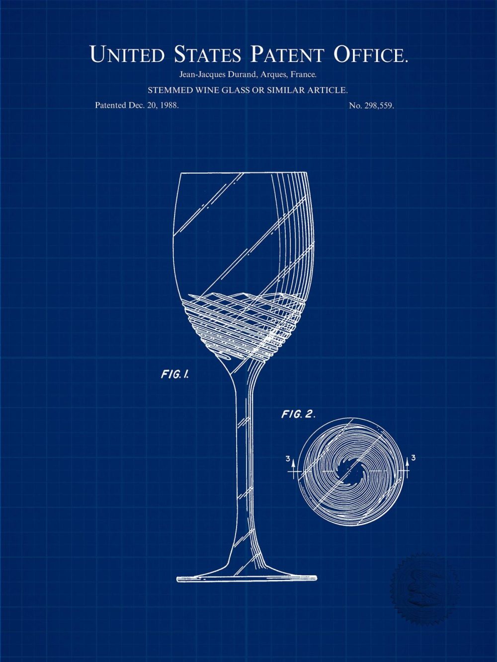 Beer / Whiskey / Wine | Wine Glass Design | 1998 Patent Beer / Whiskey / Wine Antique