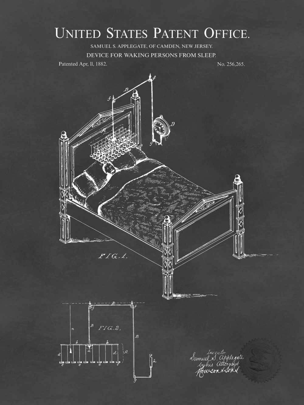 Carnival / Steampunk / Occult | Alarm Clock Design | 1882 Patent Carnival / Steampunk / Occult Antique