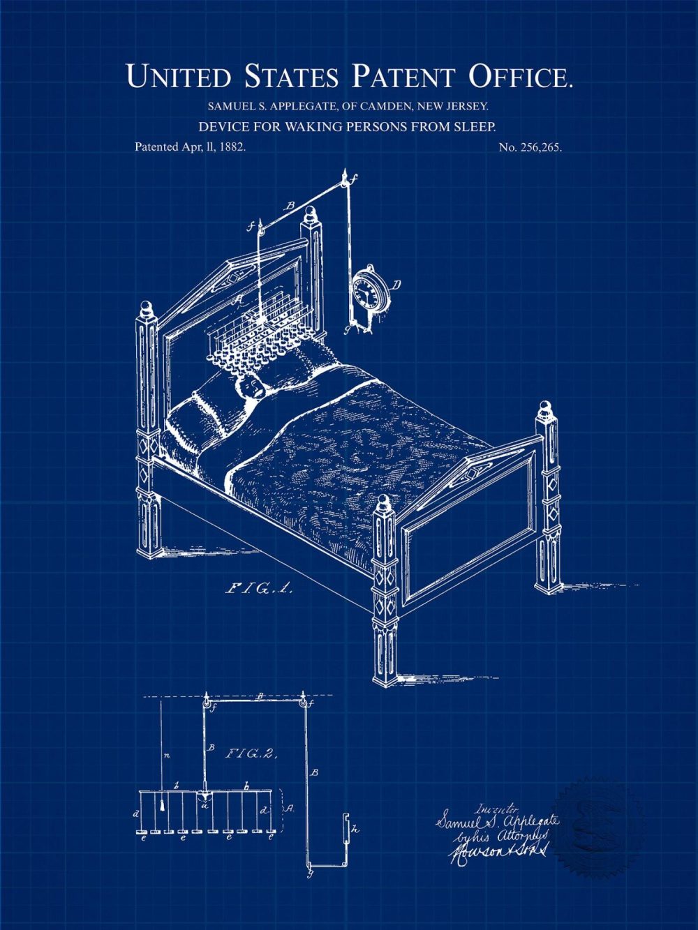 Carnival / Steampunk / Occult | Alarm Clock Design | 1882 Patent Carnival / Steampunk / Occult Antique