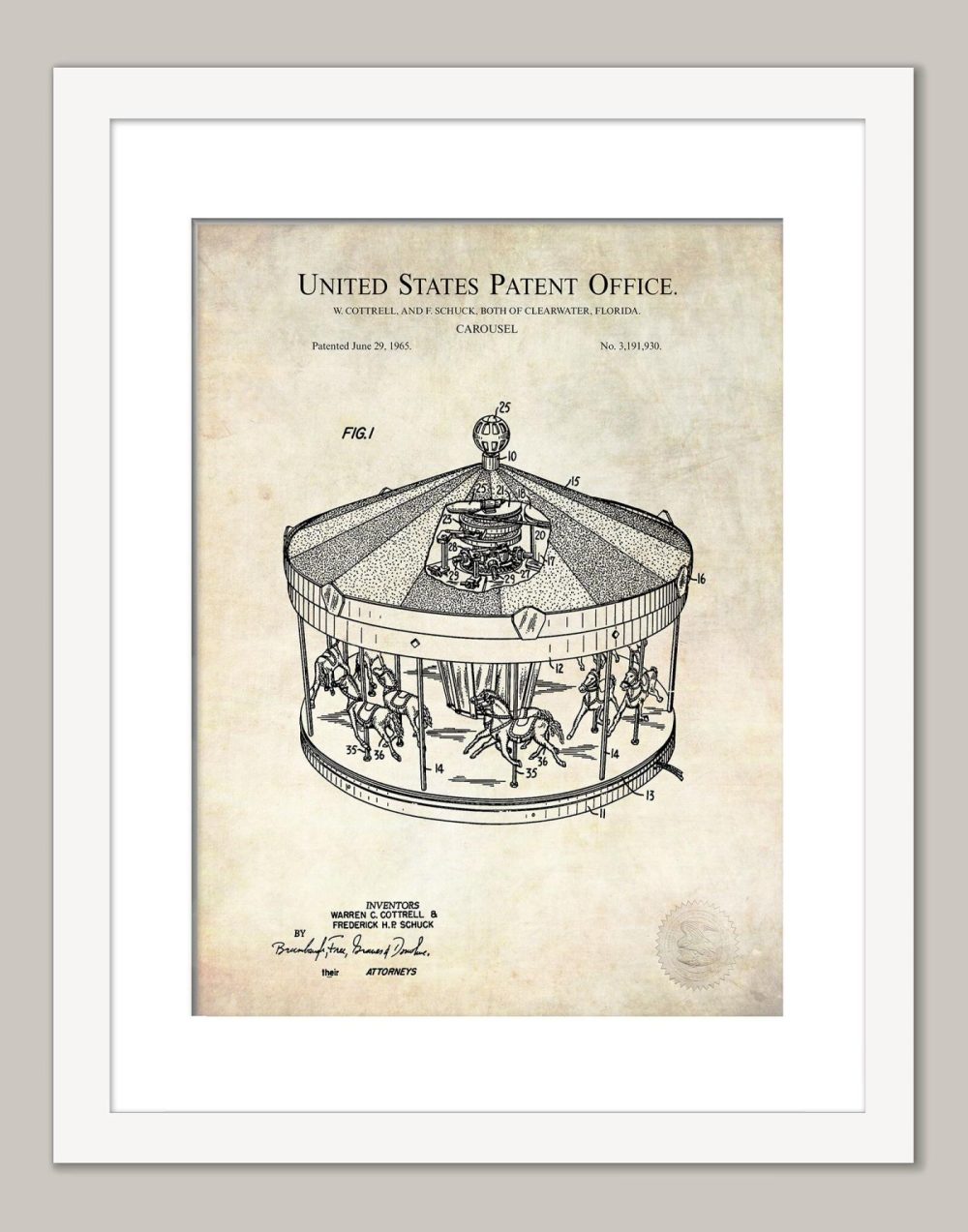 Carnival / Steampunk / Occult | Antique Carousel Design | 1965 Patent Carnival / Steampunk / Occult Antique