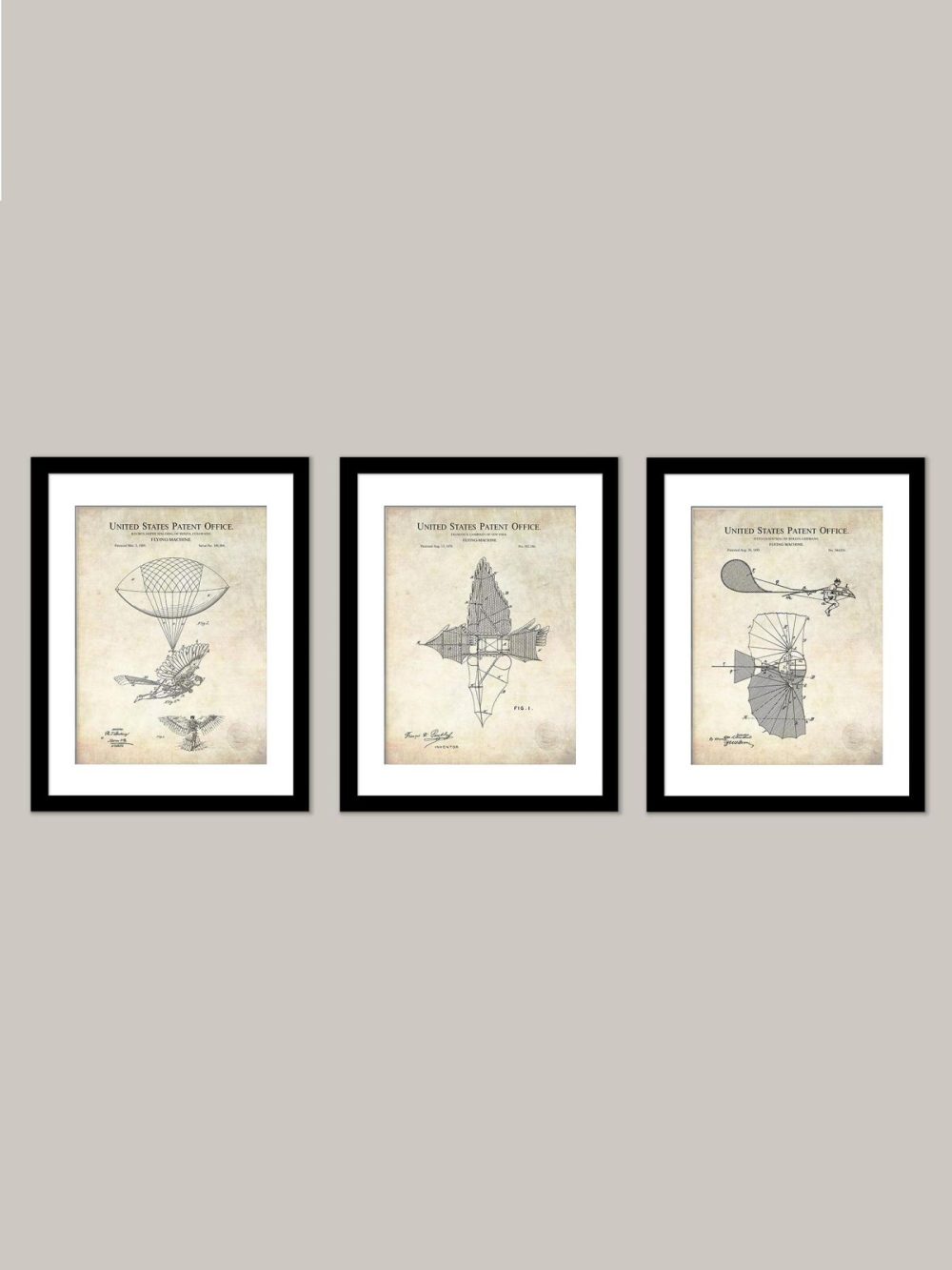 Carnival / Steampunk / Occult | Flying Machines Patent Set Aeronautics Aeronautics