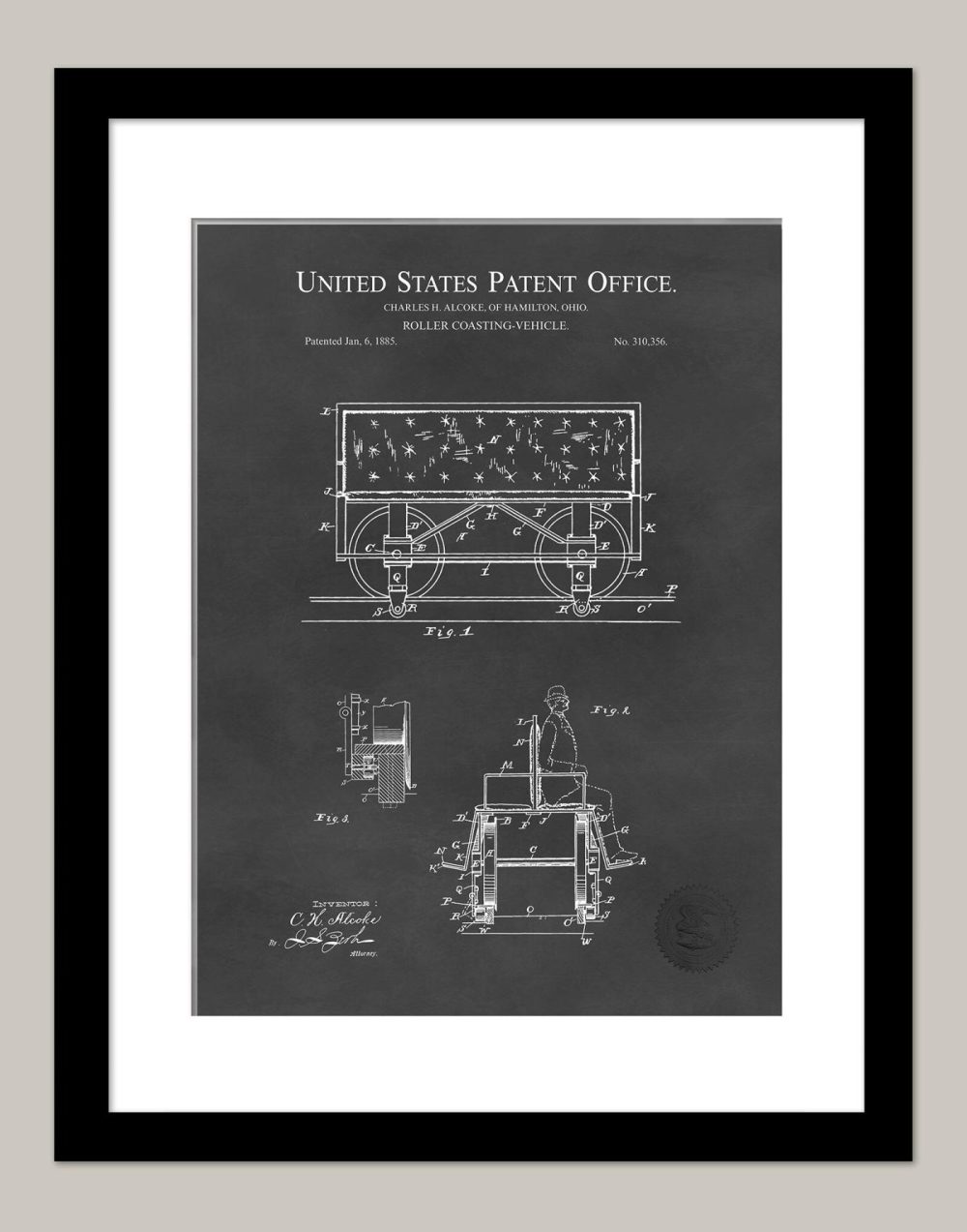 Carnival / Steampunk / Occult | Roller Coaster Design | 1885 Patent Carnival / Steampunk / Occult Antique