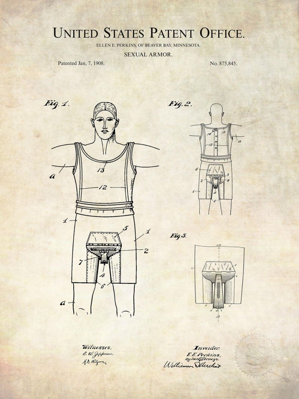 Carnival / Steampunk / Occult | Sexual Armor | 1908 Patent Carnival / Steampunk / Occult Antique