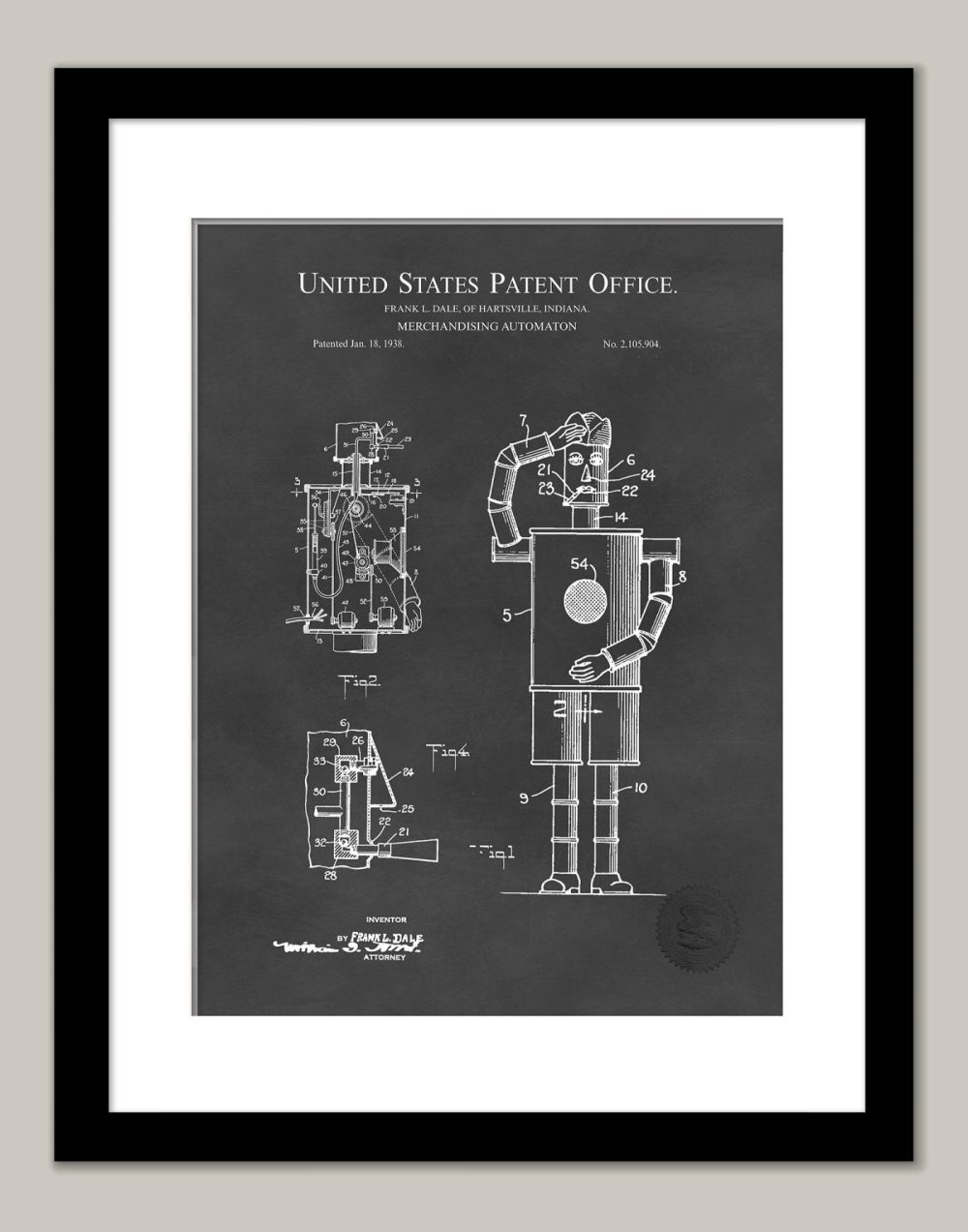 Carnival / Steampunk / Occult | Smoking Robot Invention | 1938 Patent Carnival / Steampunk / Occult Antique