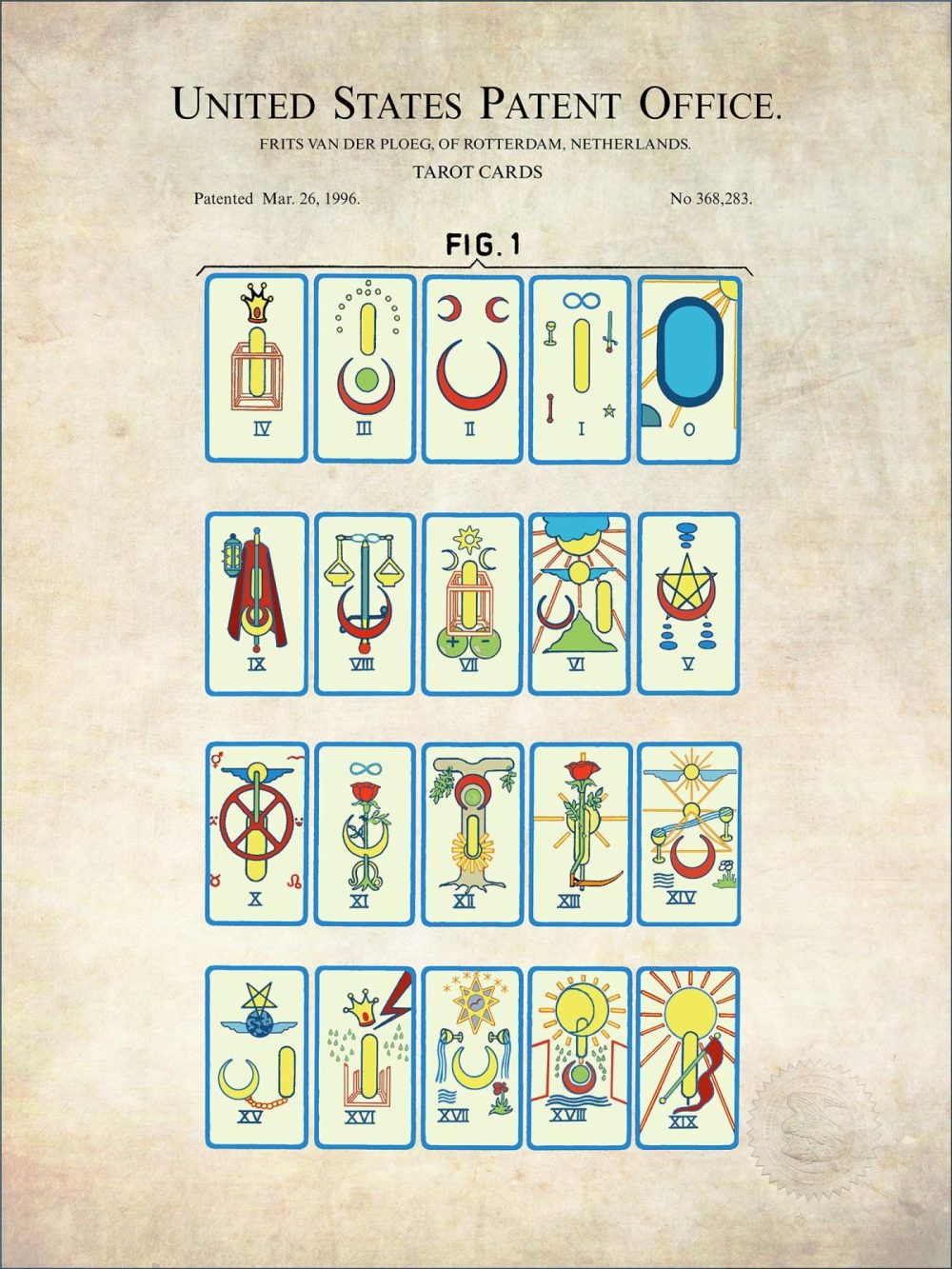 Carnival / Steampunk / Occult | Tarot Card Design | 1996 Patent Carnival / Steampunk / Occult Antique