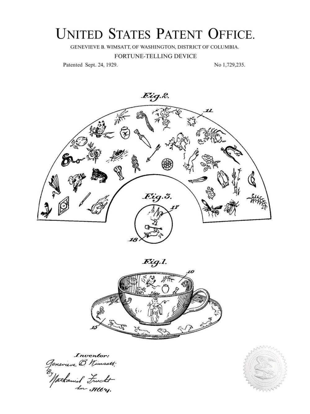 Carnival / Steampunk / Occult | Tea Leaf Reading | 1929 Divination Patent Carnival / Steampunk / Occult Antique