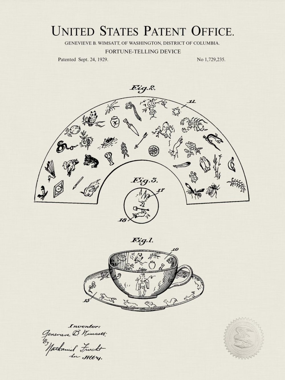 Carnival / Steampunk / Occult | Tea Leaf Reading | 1929 Divination Patent Carnival / Steampunk / Occult Antique