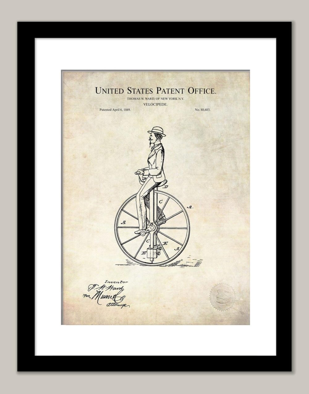 Carnival / Steampunk / Occult | Velocipede Design | 1869 Patent Carnival / Steampunk / Occult Antique