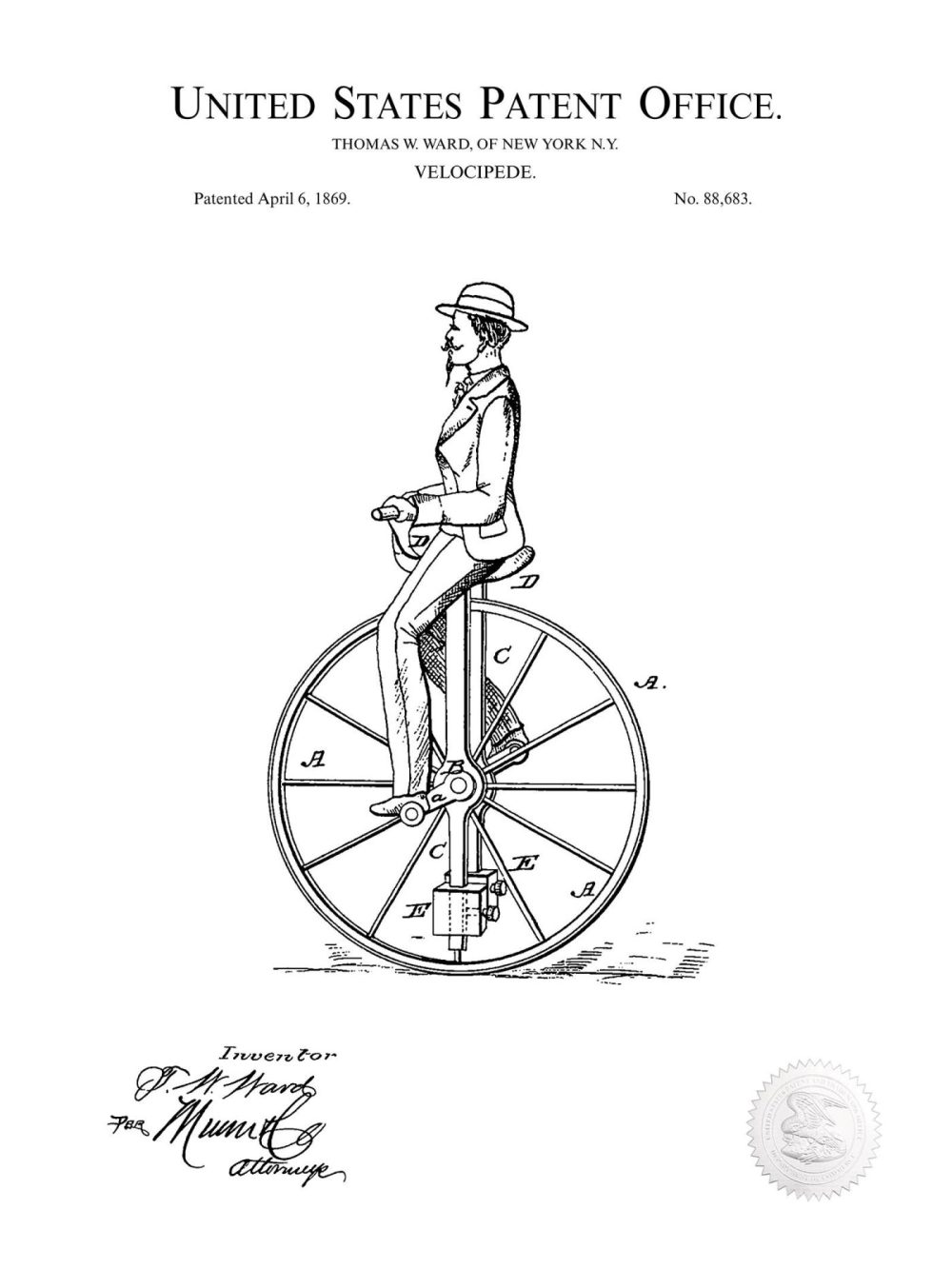 Carnival / Steampunk / Occult | Velocipede Design | 1869 Patent Carnival / Steampunk / Occult Antique