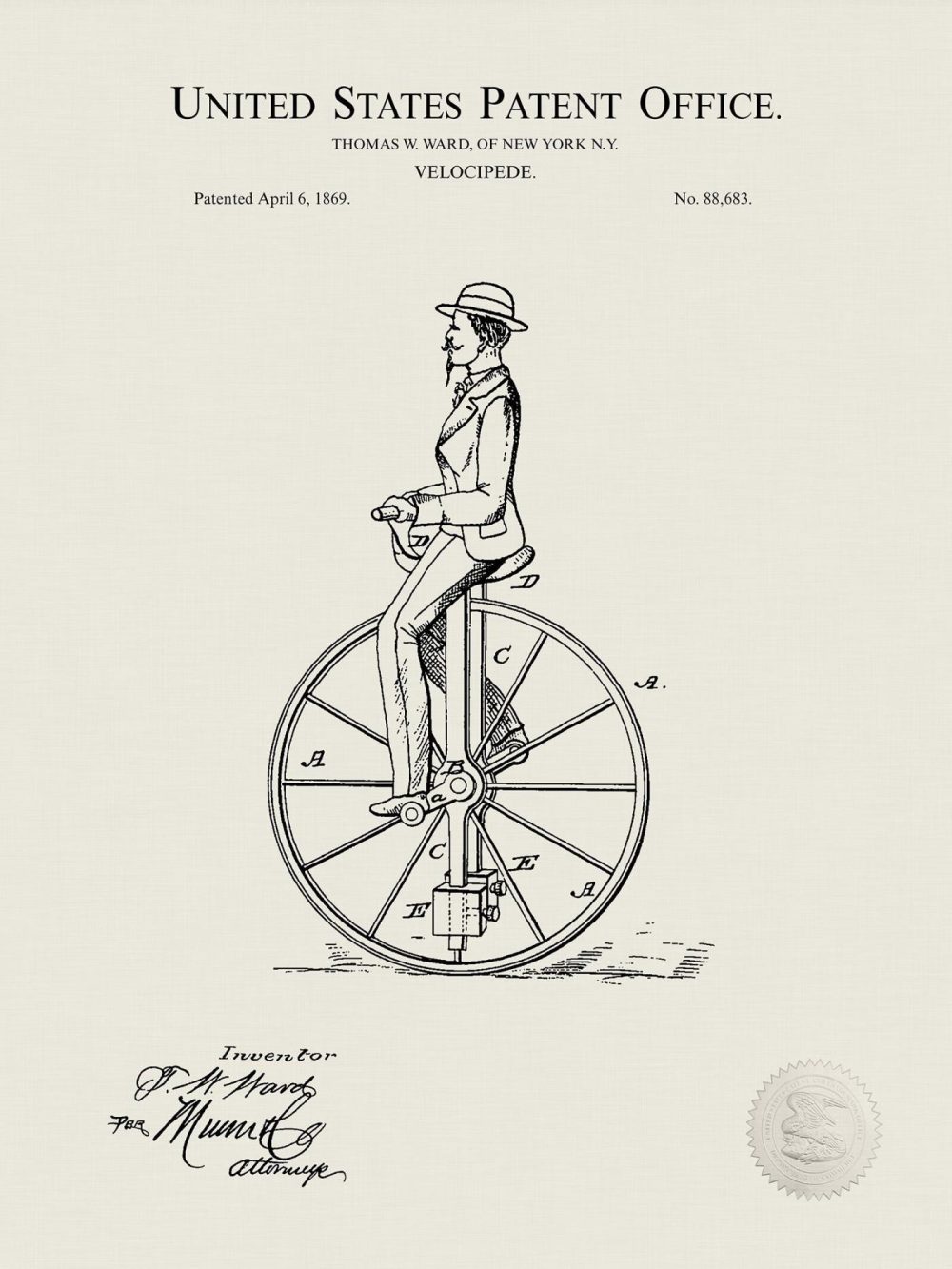 Carnival / Steampunk / Occult | Velocipede Design | 1869 Patent Carnival / Steampunk / Occult Antique