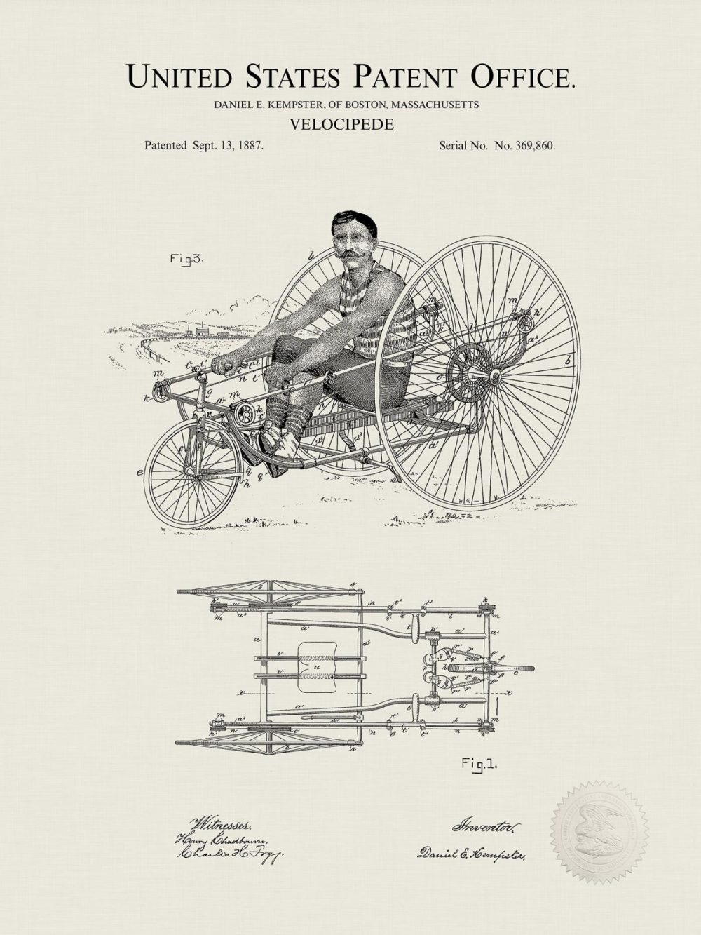 Carnival / Steampunk / Occult | Velocipede Design | 1887 Patent Carnival / Steampunk / Occult Antique