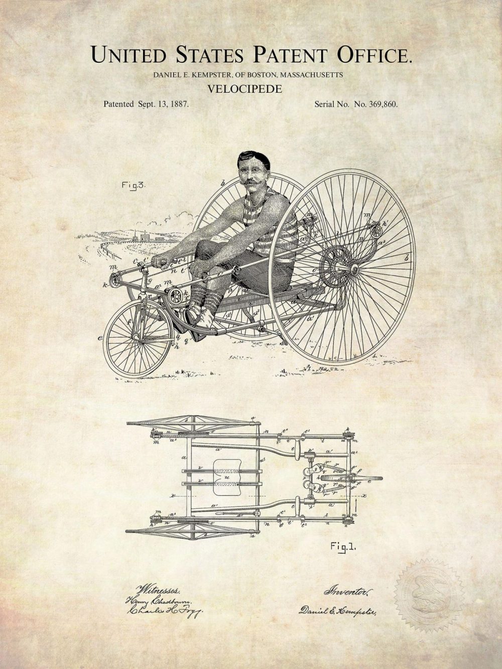 Carnival / Steampunk / Occult | Velocipede Design | 1887 Patent Carnival / Steampunk / Occult Antique