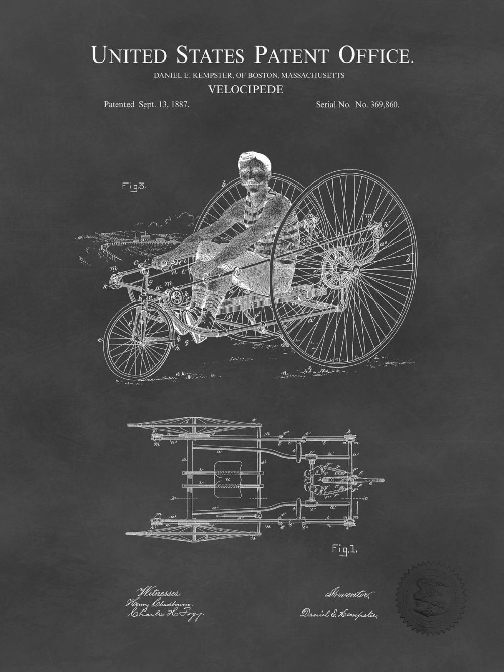 Carnival / Steampunk / Occult | Velocipede Design | 1887 Patent Carnival / Steampunk / Occult Antique