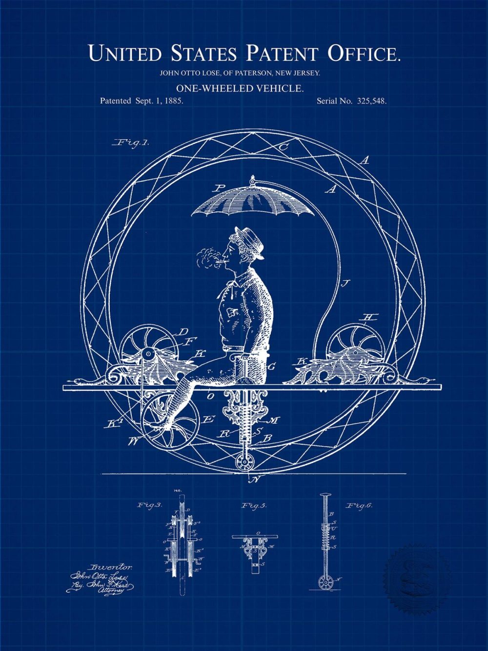 Carnival / Steampunk / Occult | Vintage Unicycle Design | 1885 Patent Carnival / Steampunk / Occult Antique