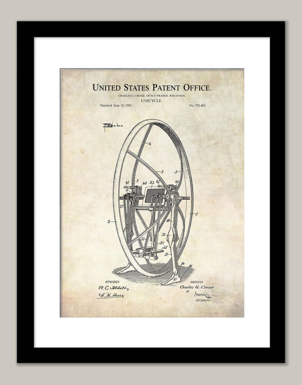 Carnival / Steampunk / Occult | Vintage Unicycle Print, 1905 Steampunk Patent Carnival / Steampunk / Occult Antique