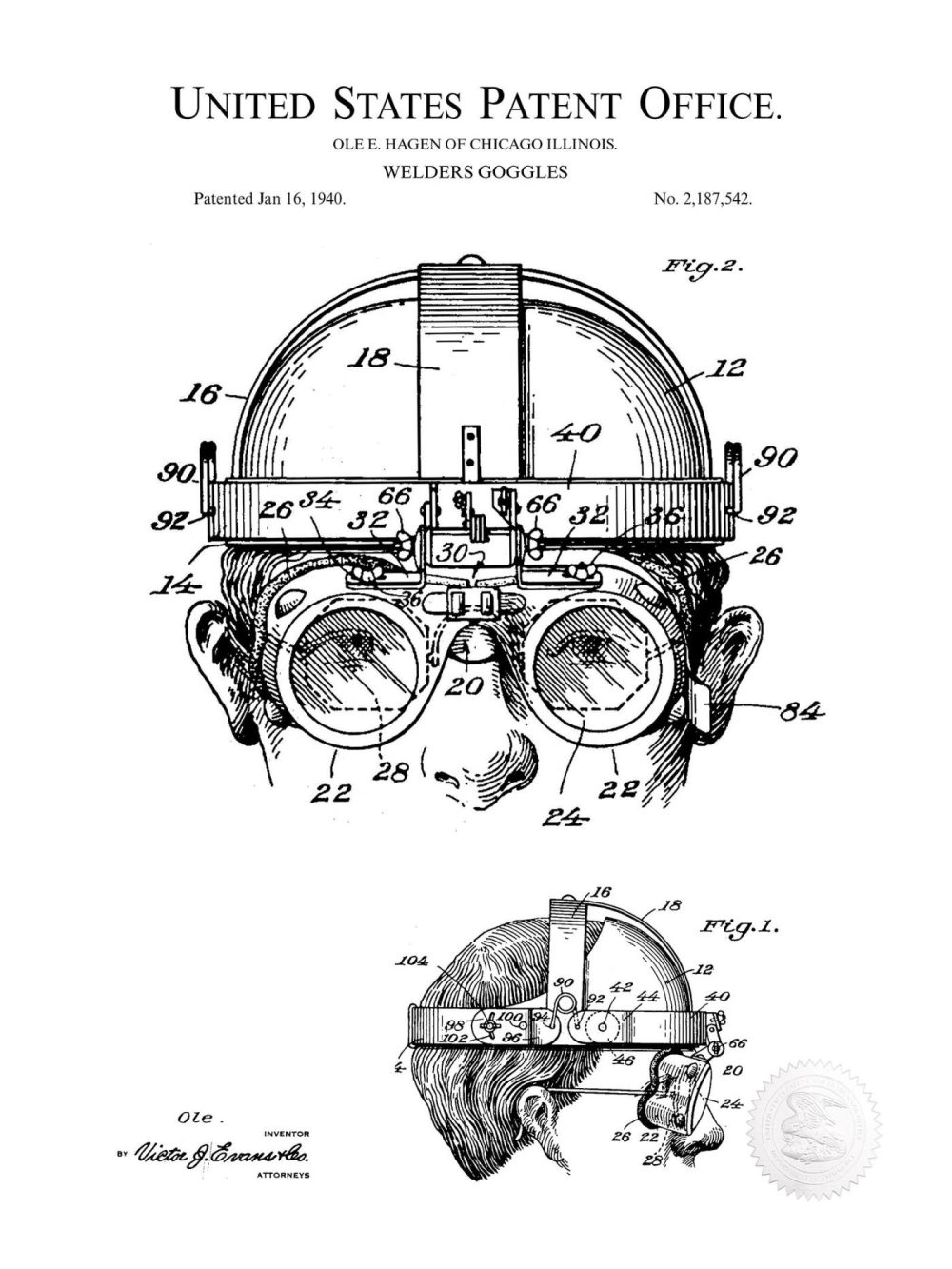 Carnival / Steampunk / Occult | Welders Goggles | 1940 Patent Carnival / Steampunk / Occult Antique