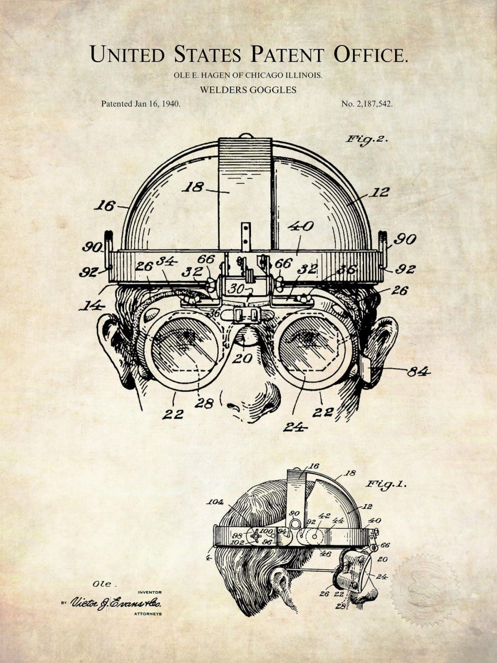 Carnival / Steampunk / Occult | Welders Goggles | 1940 Patent Carnival / Steampunk / Occult Antique