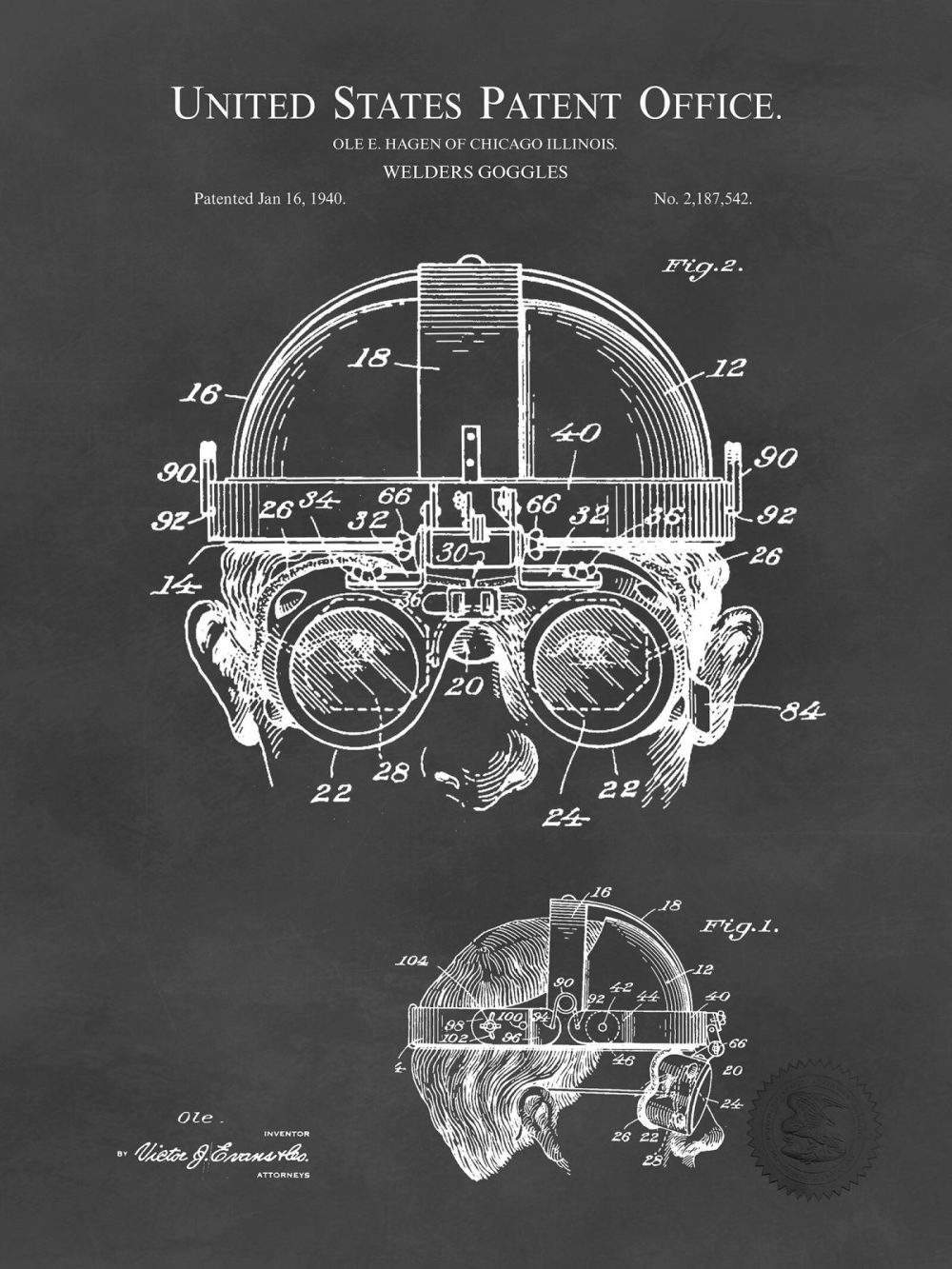 Carnival / Steampunk / Occult | Welders Goggles | 1940 Patent Carnival / Steampunk / Occult Antique