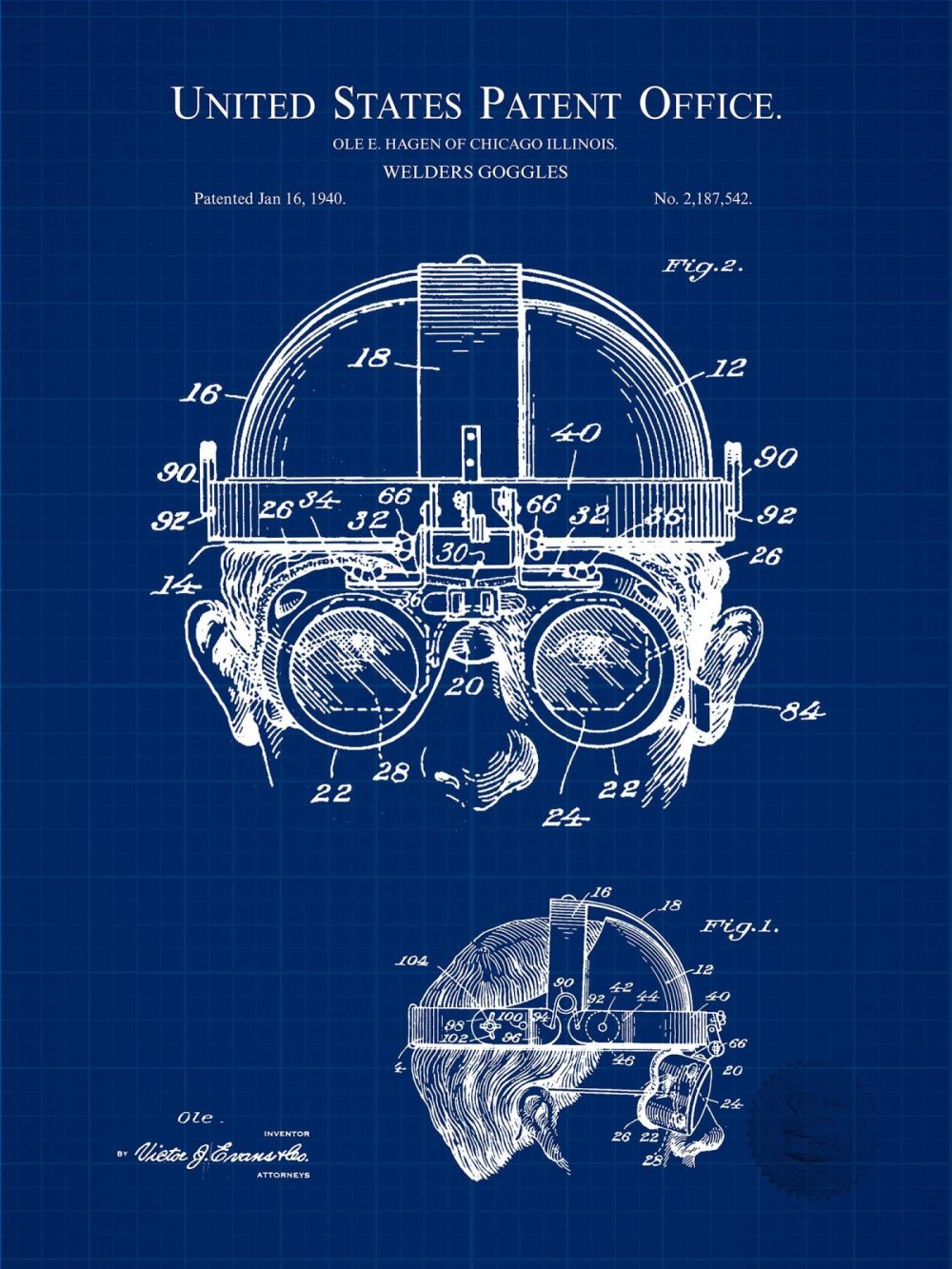 Carnival / Steampunk / Occult | Welders Goggles | 1940 Patent Carnival / Steampunk / Occult Antique