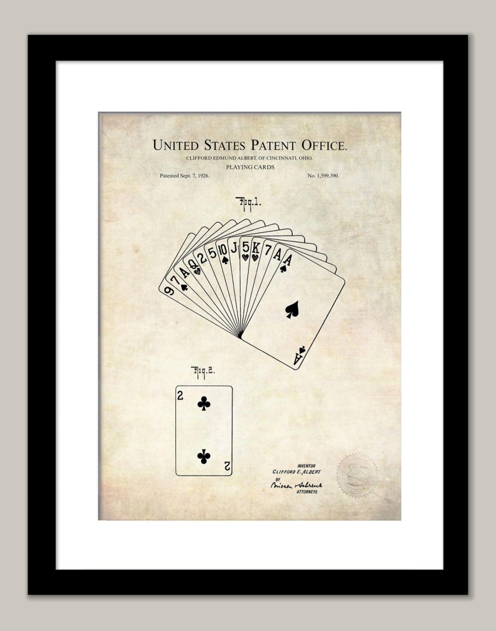 Man Cave / Poker / Cigar | Antique Playing Card | 1926 Patent Beer / Whiskey / Wine Antique