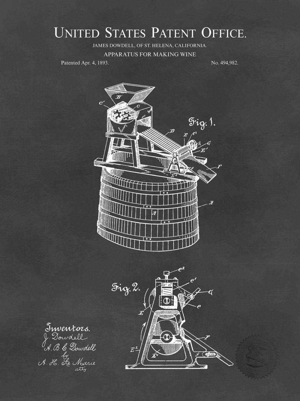 Man Cave / Poker / Cigar | Antique Wine Press | 1893 Vineyard Patent Beer / Whiskey / Wine Antique