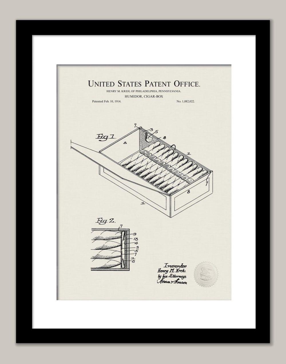 Man Cave / Poker / Cigar | Cigar Humidor Box | 1914 Patent Beer / Whiskey / Wine Antique