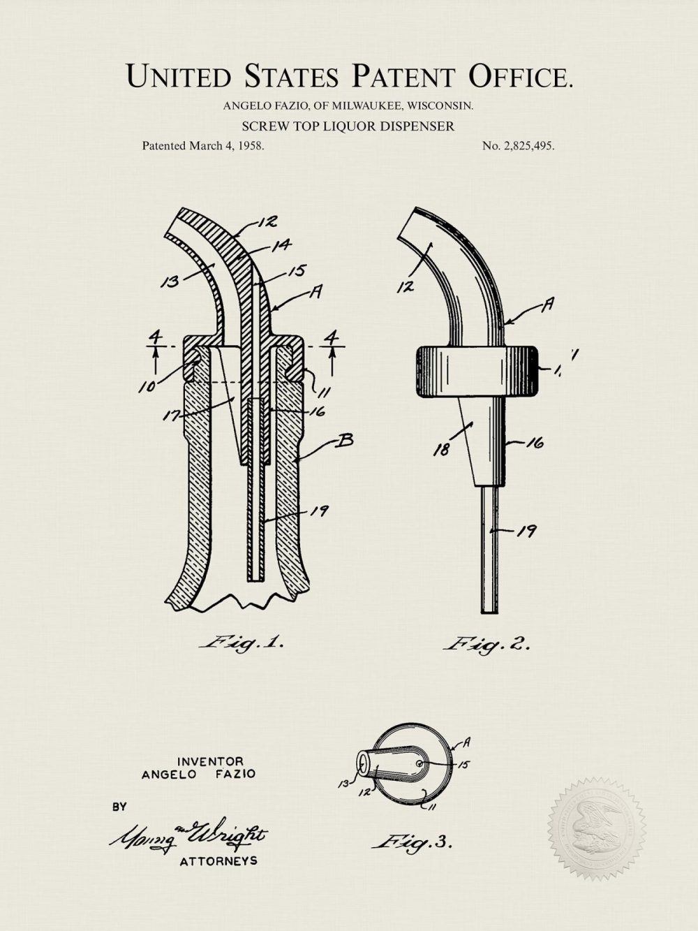 Man Cave / Poker / Cigar | Liquor Dispenser | 1958 Patent Beer / Whiskey / Wine Antique