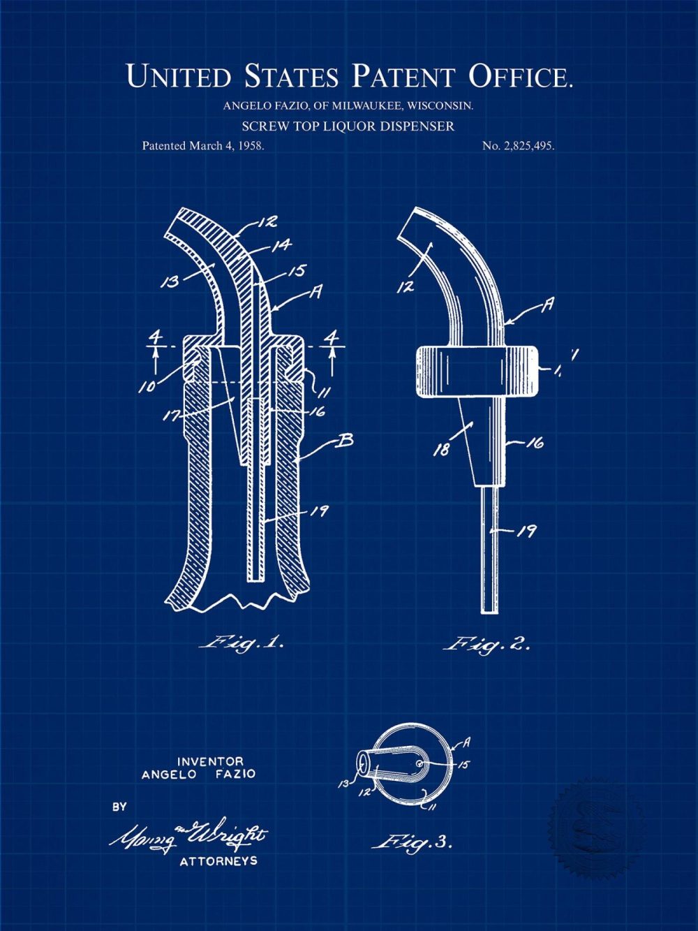 Man Cave / Poker / Cigar | Liquor Dispenser | 1958 Patent Beer / Whiskey / Wine Antique