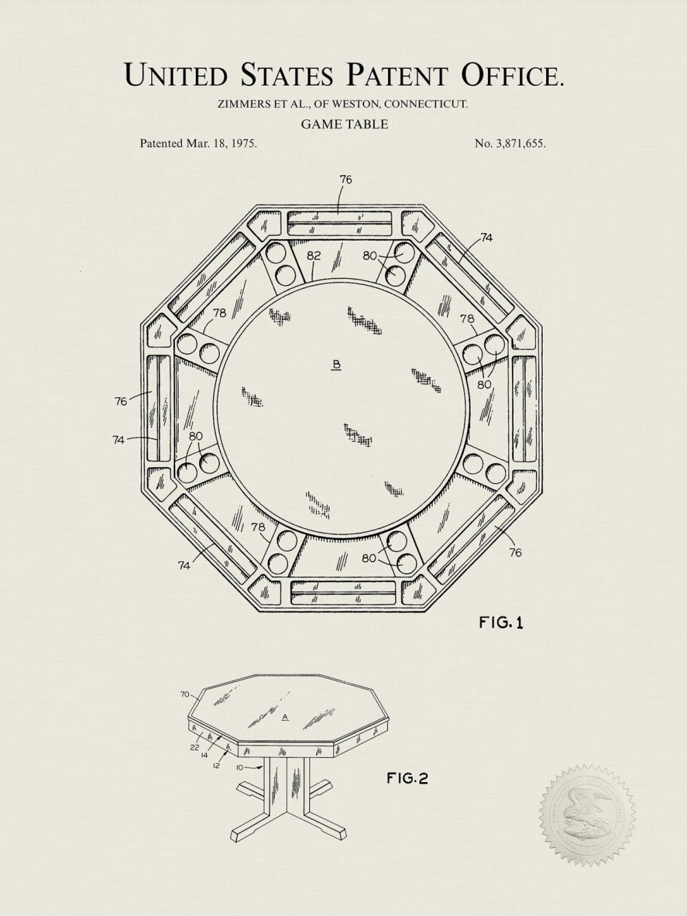 Man Cave / Poker / Cigar | Poker Table Design | 1975 Patent Beer / Whiskey / Wine Antique